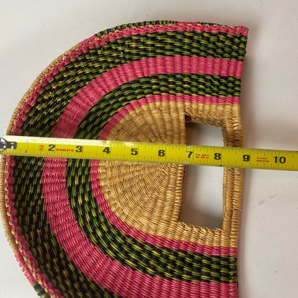 Nena & Co Ghana Hand Dyed Elephant Grass Crescent Straw Fair Trade Half Moon - Picture 7 of 7